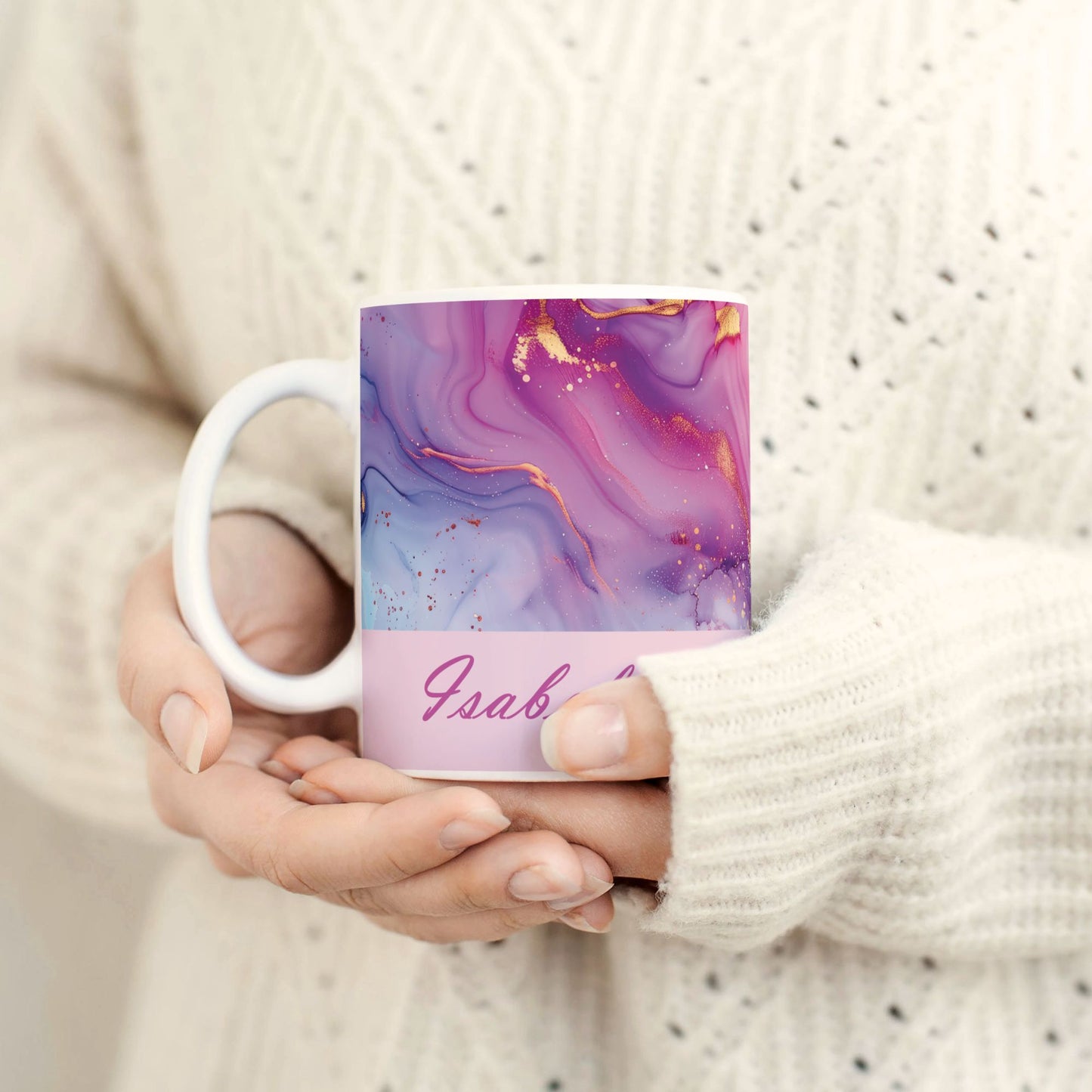 Personalized Pink Marble Effect Mug