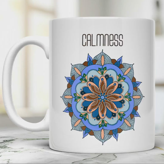 Blue Mandala Ceramic Coffee Mug Oriental Art 11oz Cup