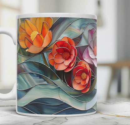 Stained Glass Flowers Mug