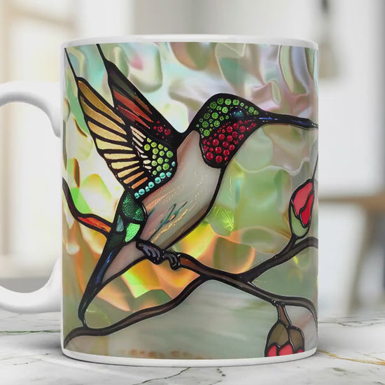 Hummingbird Stained Glass Effect Mug - Bird Watcher Gift