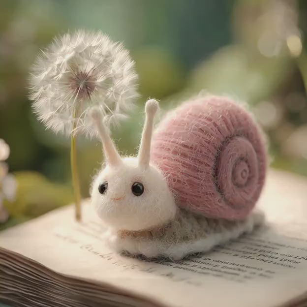 Felt snail 11 oz ceramic coffee mug with wool felt snail and dandelion woodland design