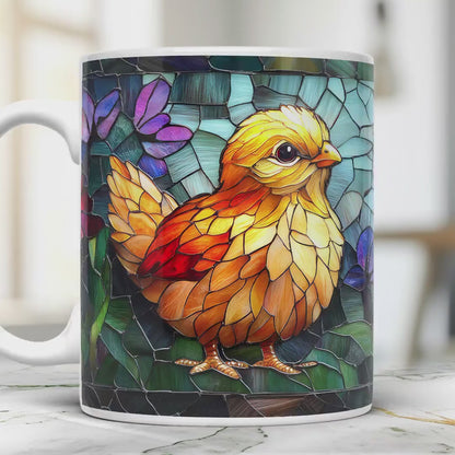 Easter Chick Stained Glass Mug: Farm Bird Lover Gift