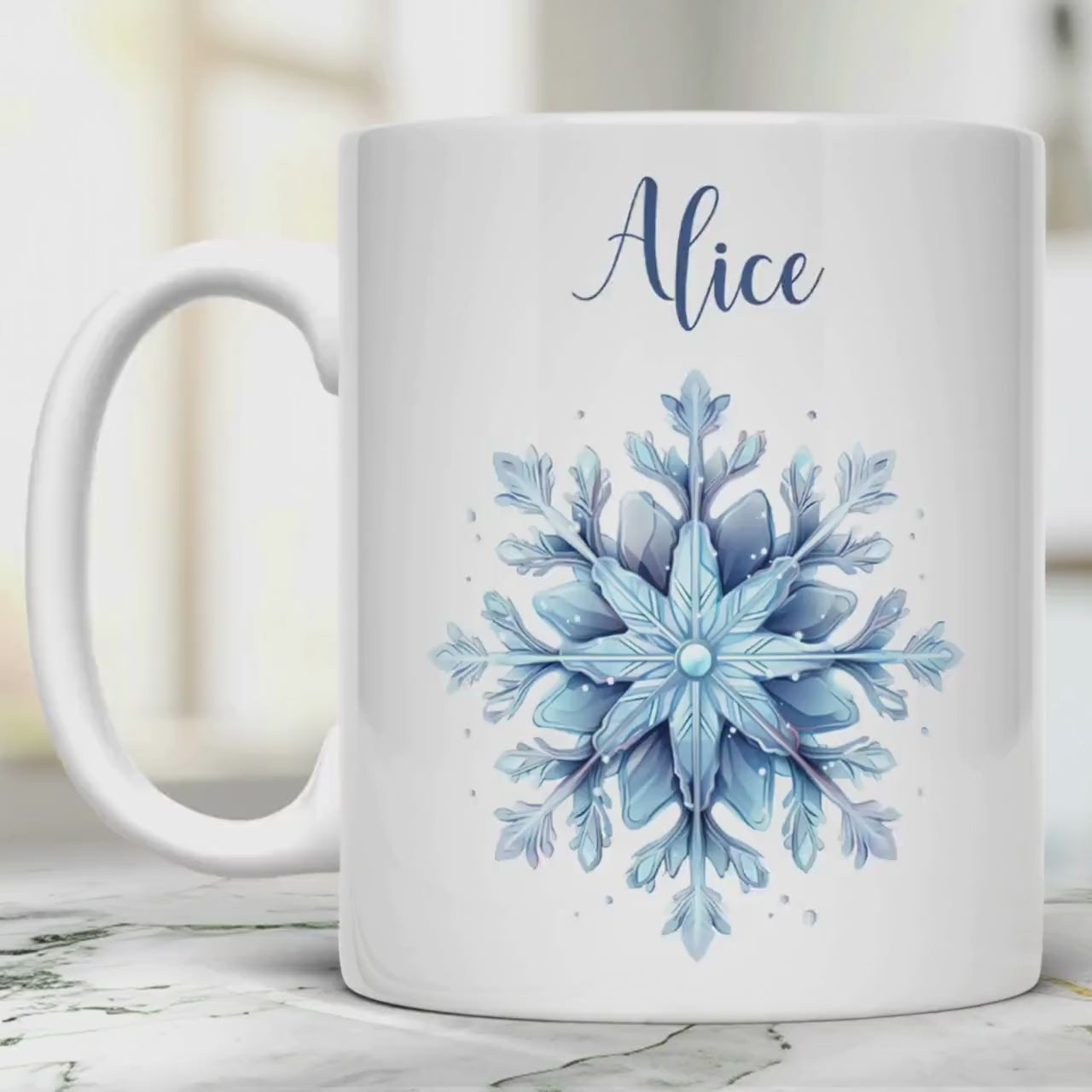 Snowflakes Mug, Personalized Tea Cup, 11 Oz Ceramic Mug, Christmas Gift, Winter Borned Gift, Chocolate Mug, Christmas Decor