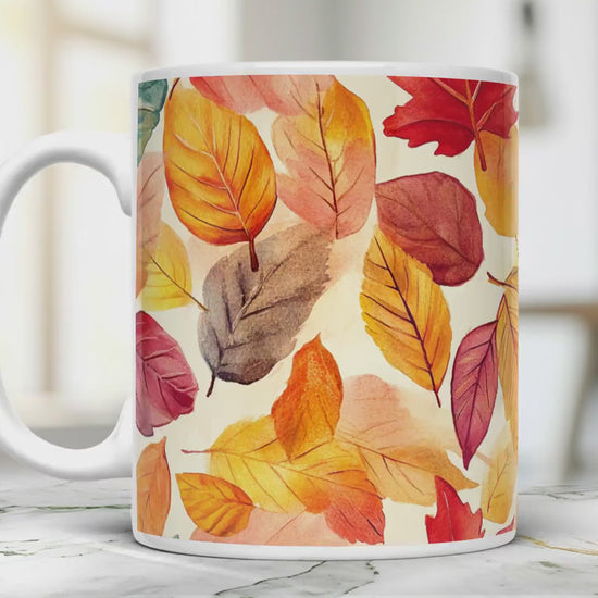 Fall Leaves Mug: 11 Oz Ceramic Tea Coffee Cup