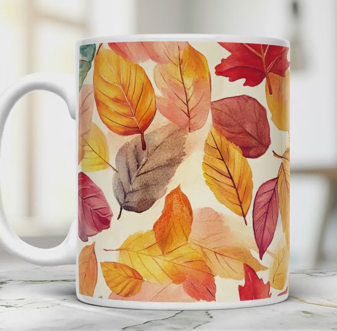 Fall Leaves Mug: 11 Oz Ceramic Tea Coffee Cup