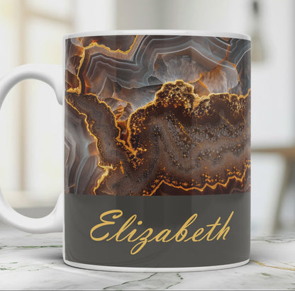 Personalized Brown Agate Effect Mug