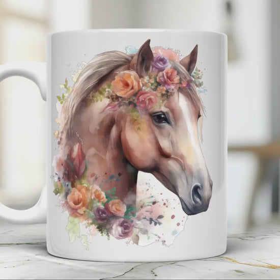 Horse portrait 11 oz ceramic coffee mug with equestrian design