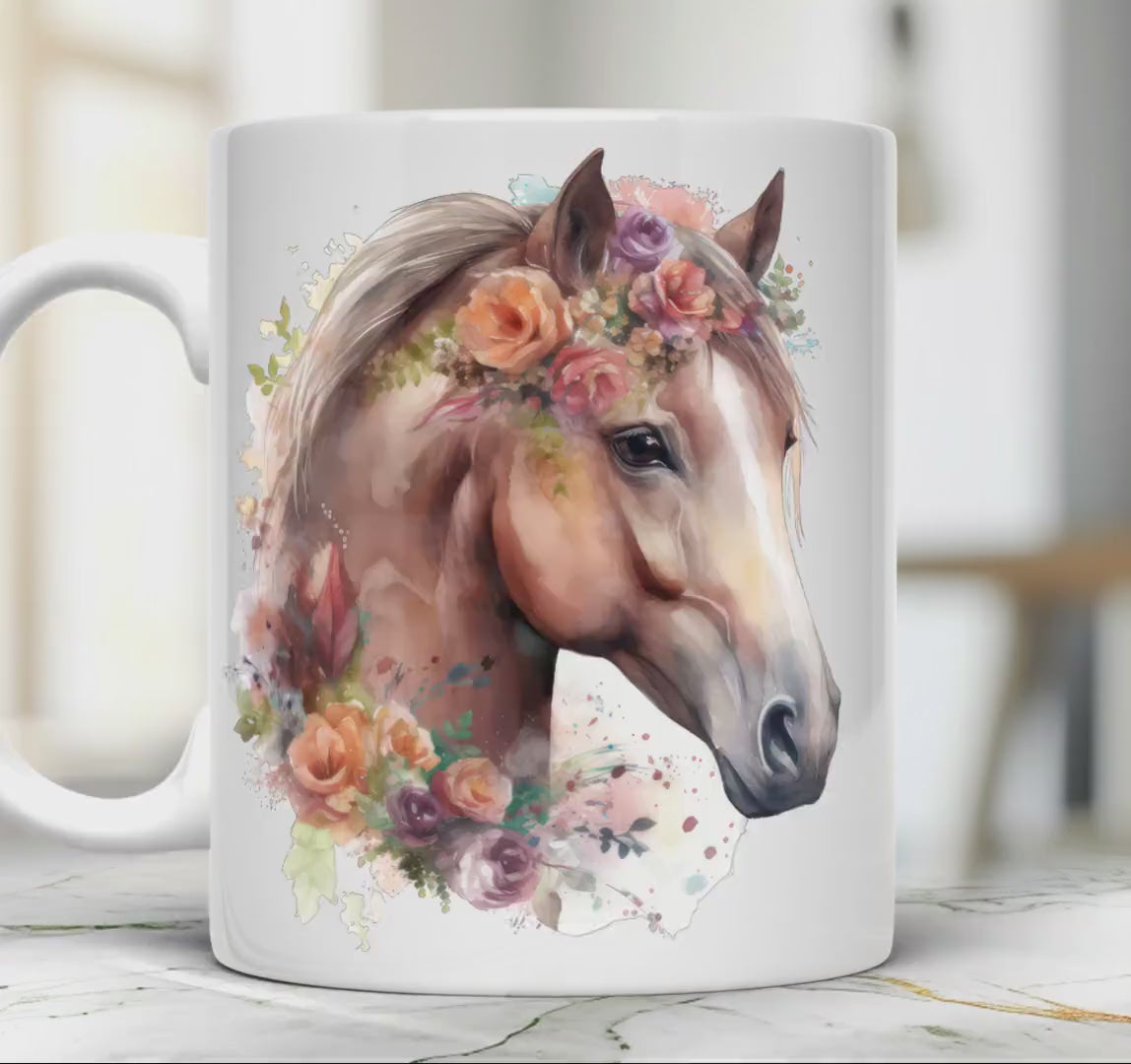Horse portrait 11 oz ceramic coffee mug with equestrian design