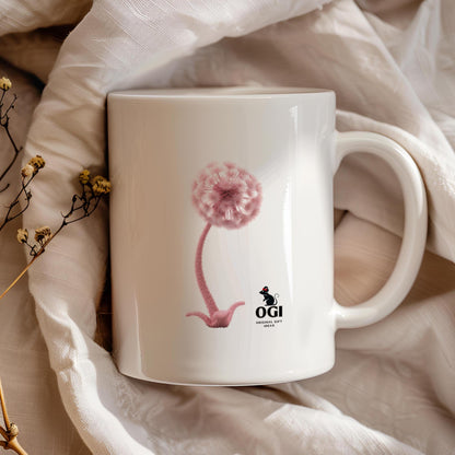 Handmade Ceramic Snail Mug with Wool Felt Illustration, Artist Coffee Cup from Europe, Unique Limited Edition Home Studio Print