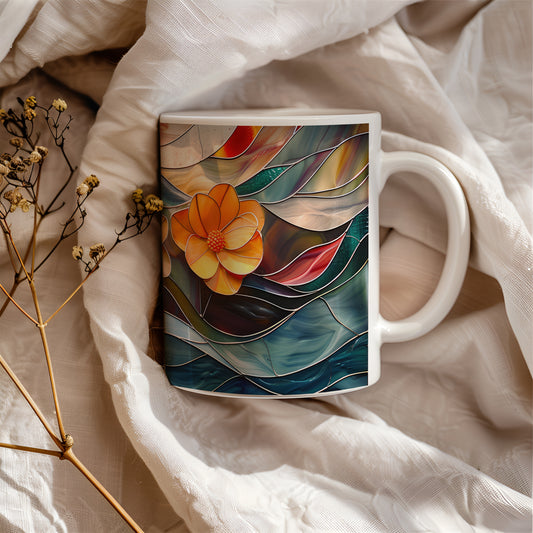Stained Glass Flowers Mug