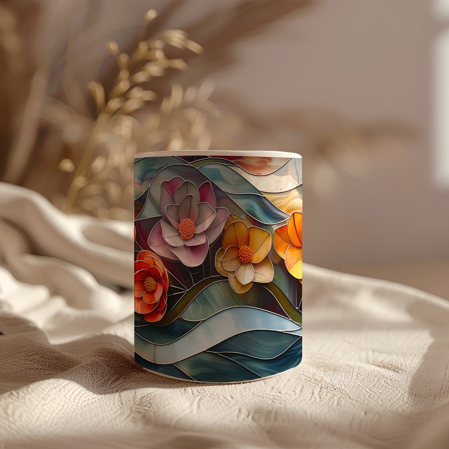 Stained Glass Flowers Mug