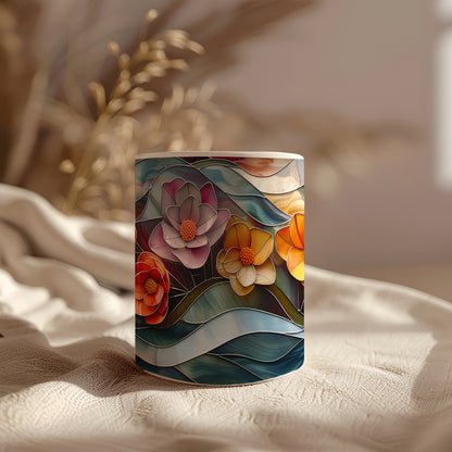 Stained Glass Flowers Mug
