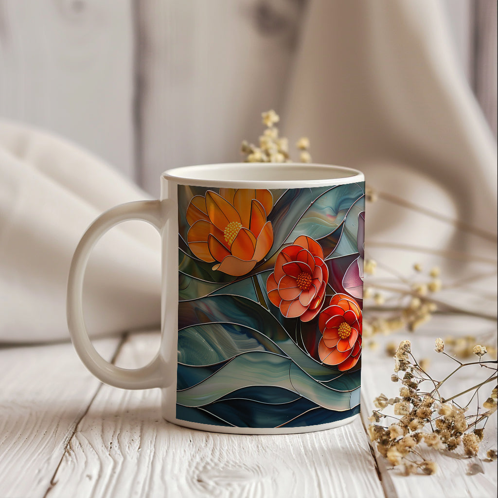 Stained Glass Flowers Mug