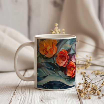 Stained Glass Flowers Mug