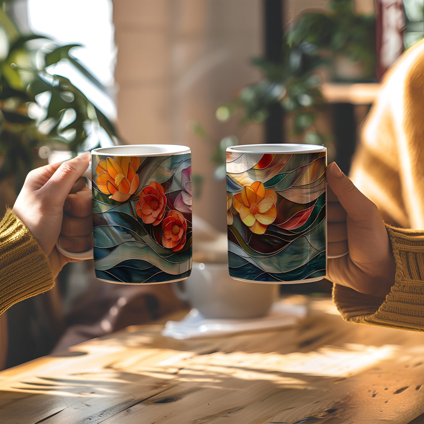 Stained Glass Flowers Mug