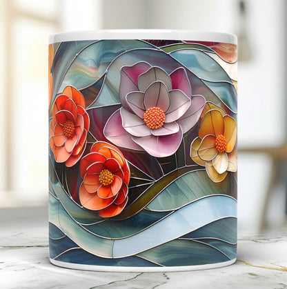 Stained Glass Flowers Mug