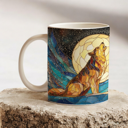 Christmas Wolf and Moon Mug